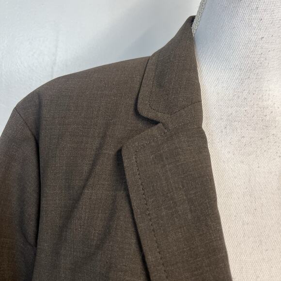 Lands' End Blazer Jacket Plus size 24W Petite Brown Wool Stretch Career Suit - Picture 4 of 10